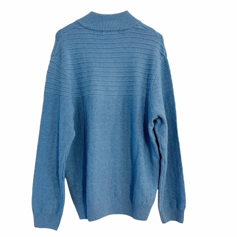 Southern Proper Sweater 1/4 Zip Blissful Blue Textured Knit Pullover Size 2XL